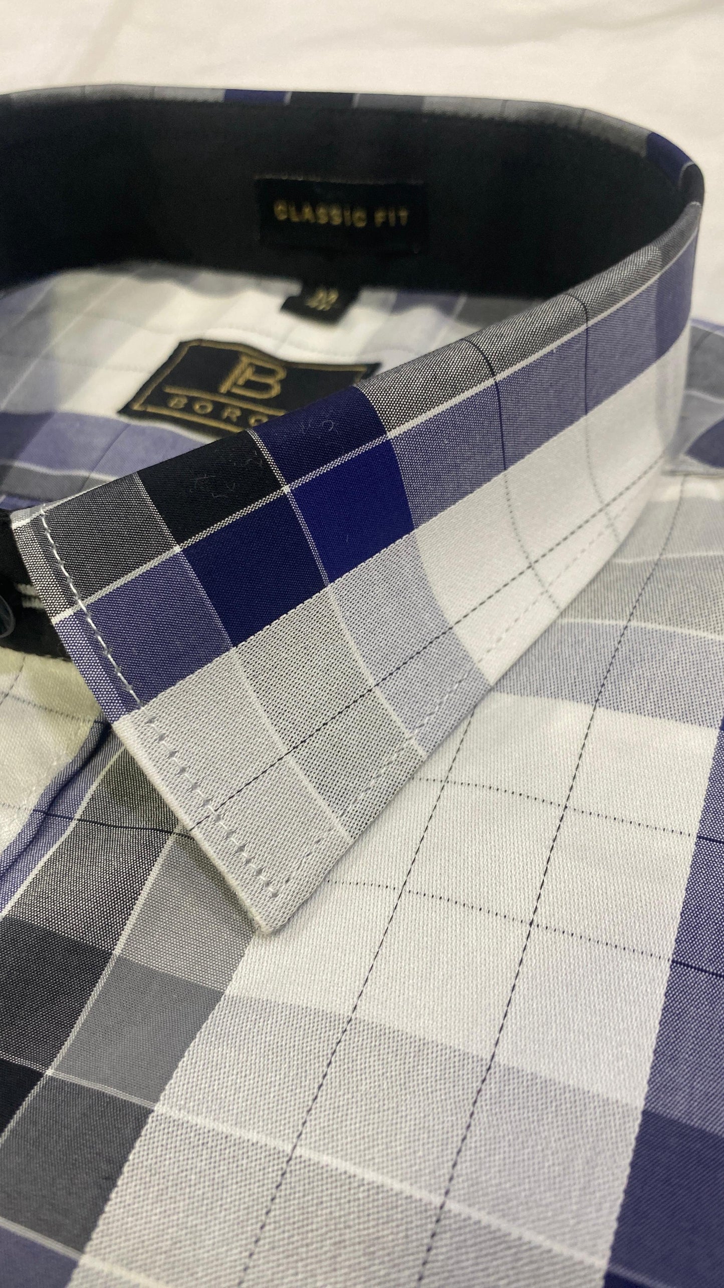 Blue Grey Black Checks Shirt