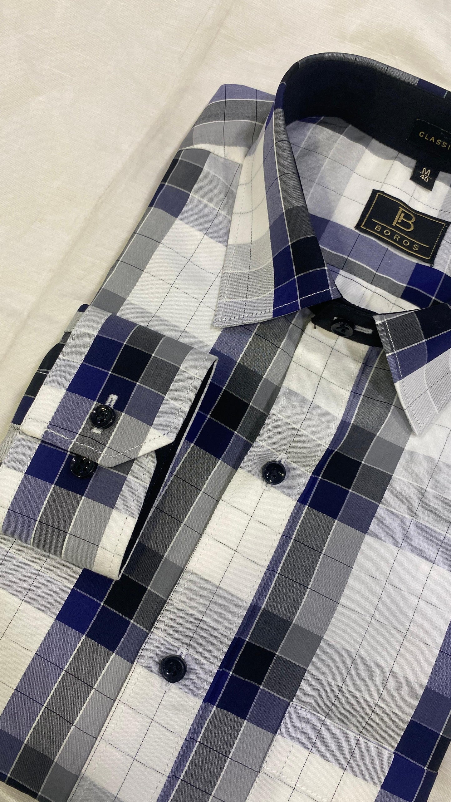 Blue Grey Black Checks Shirt
