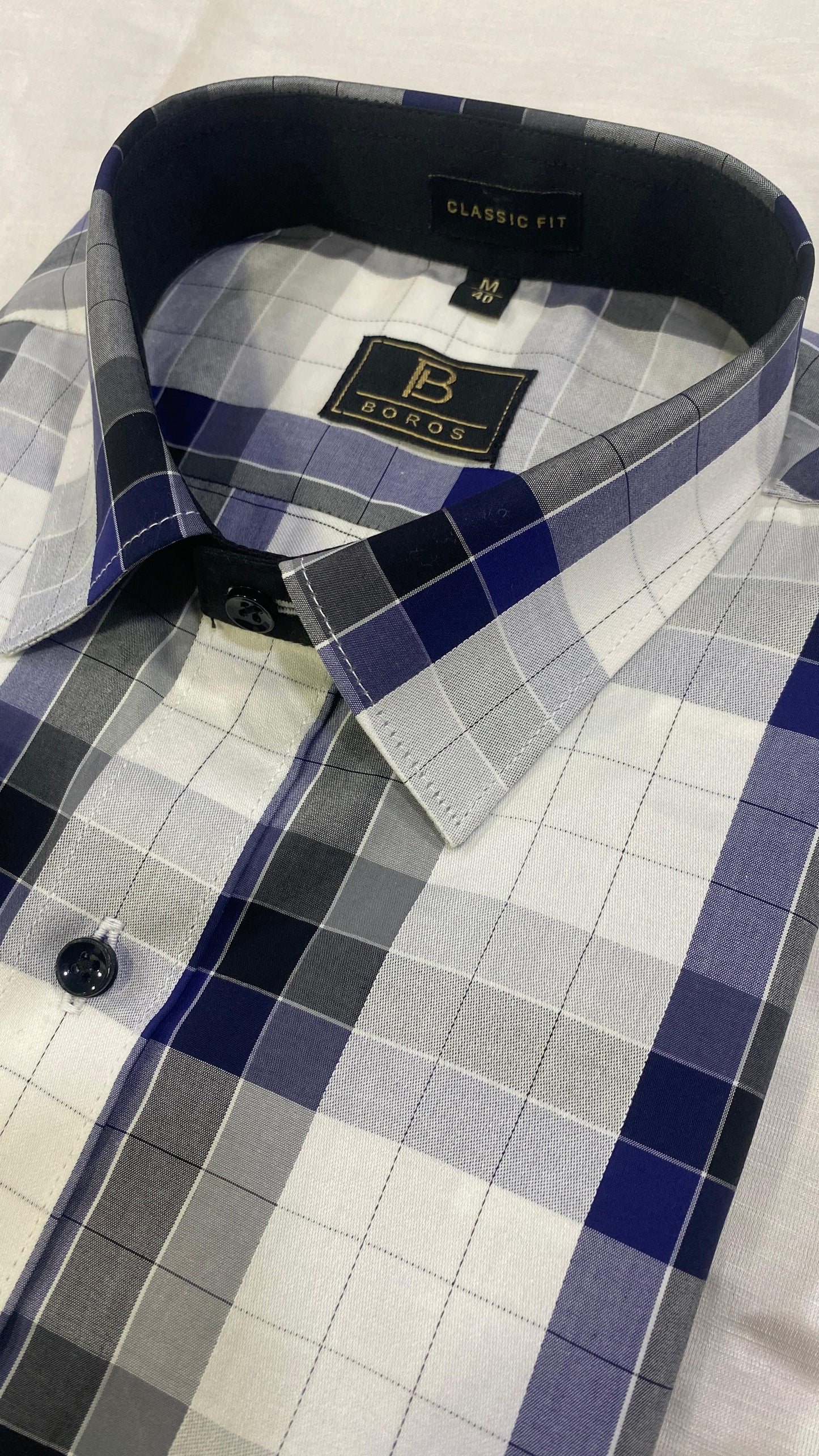 Blue Grey Black Checks Shirt