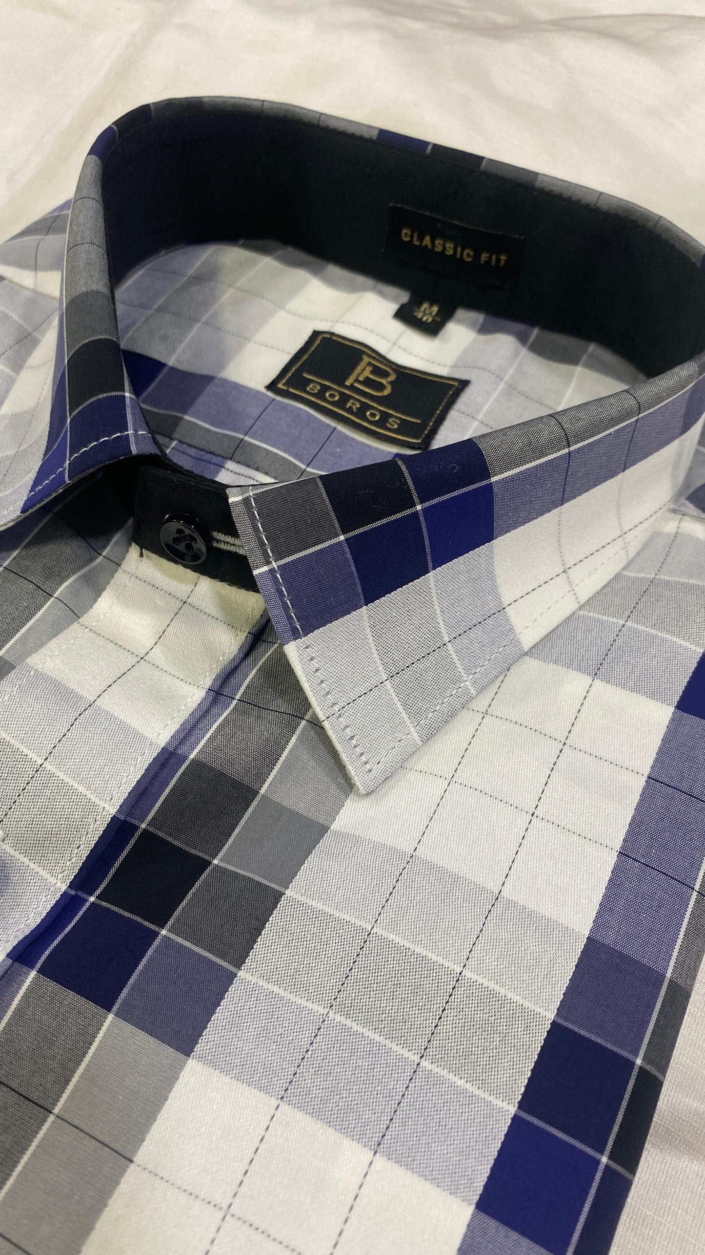 Blue Grey Black Checks Shirt