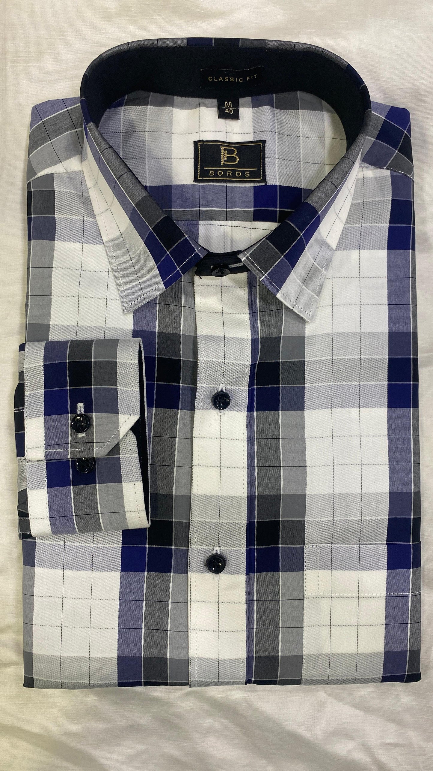 Blue Grey Black Checks Shirt