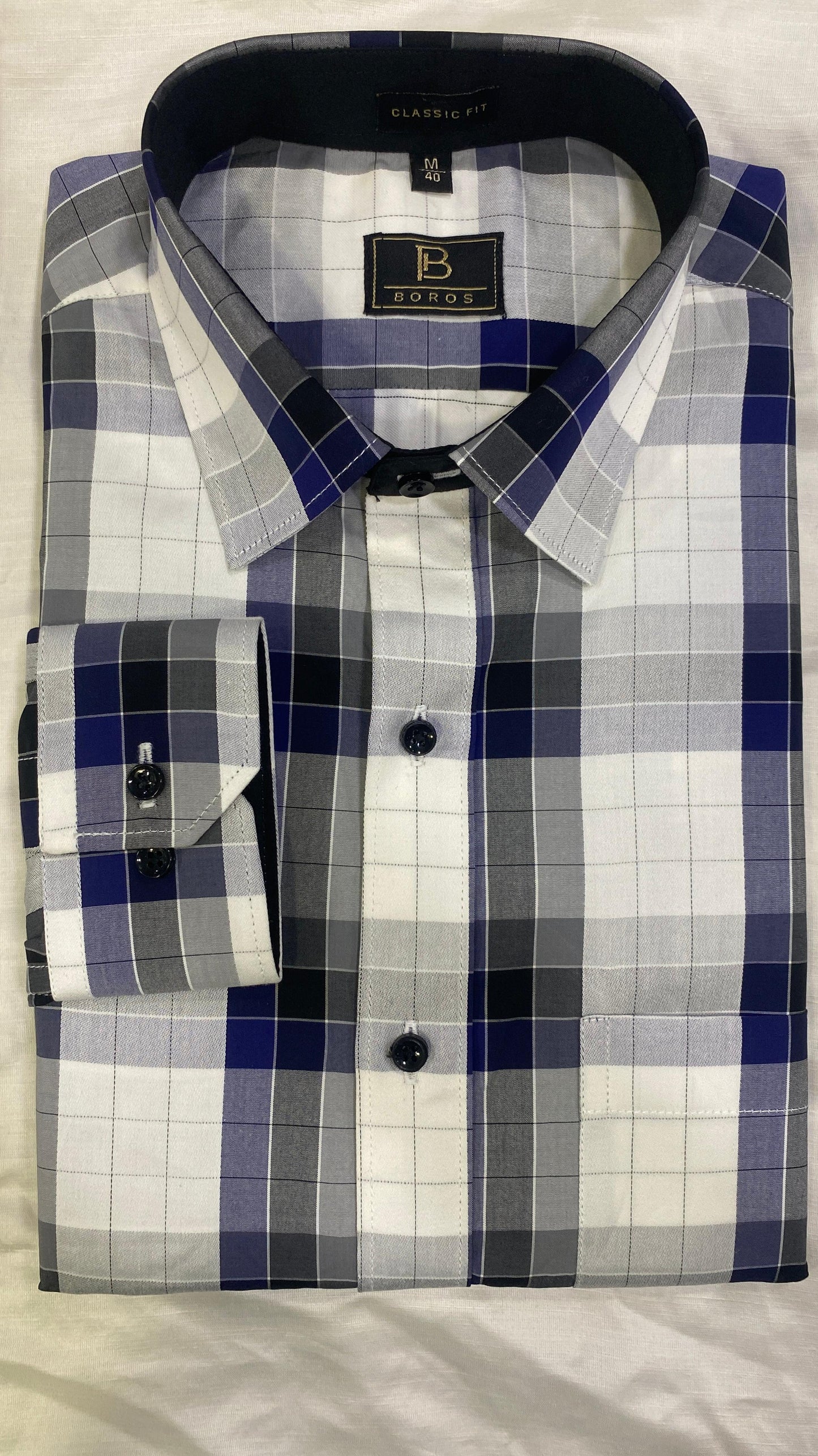 Blue Grey Black Checks Shirt
