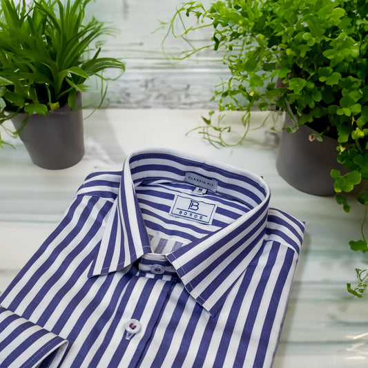 White & Purple Stripes Shirt