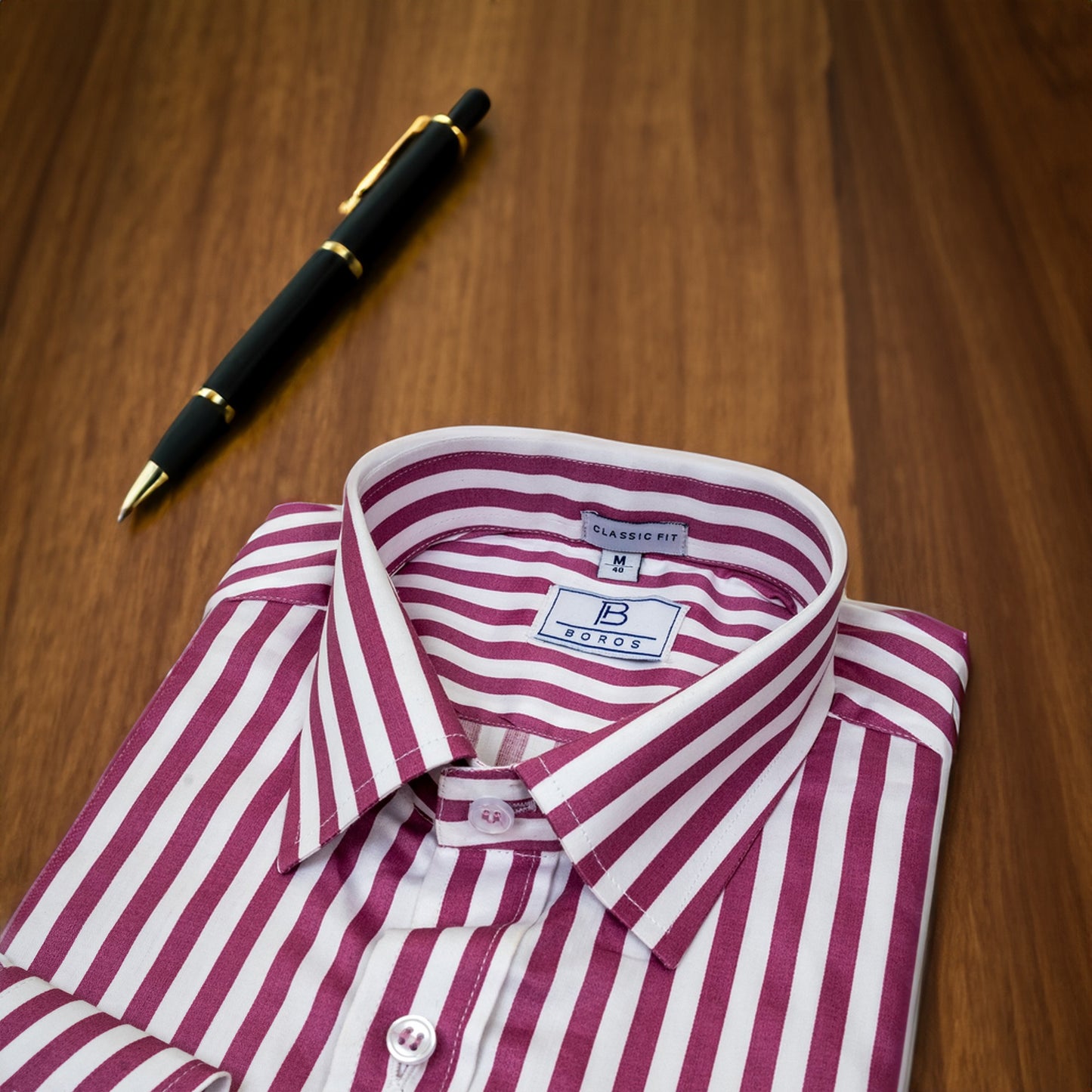 White & Pink Stripes Shirt